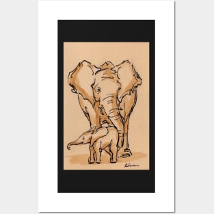 Little One: Mama & Baby Elephant Watercolor Painting #10 Posters and Art